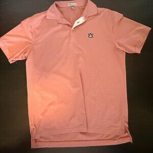 Peter Millar Polo Orange Mens Large Summer Comfort Auburn University Logo